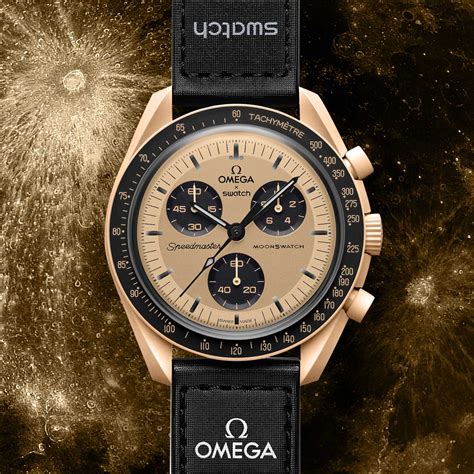 omega swatch moonshine gold price|Swatch gold moonshine.